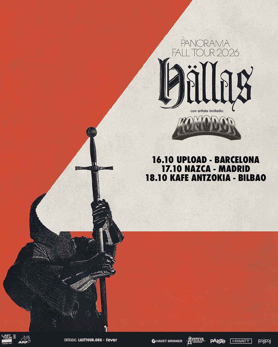El cartell del «Panorama Fall Tour 2026» de Hällas, amb Komodor com a artista convidat