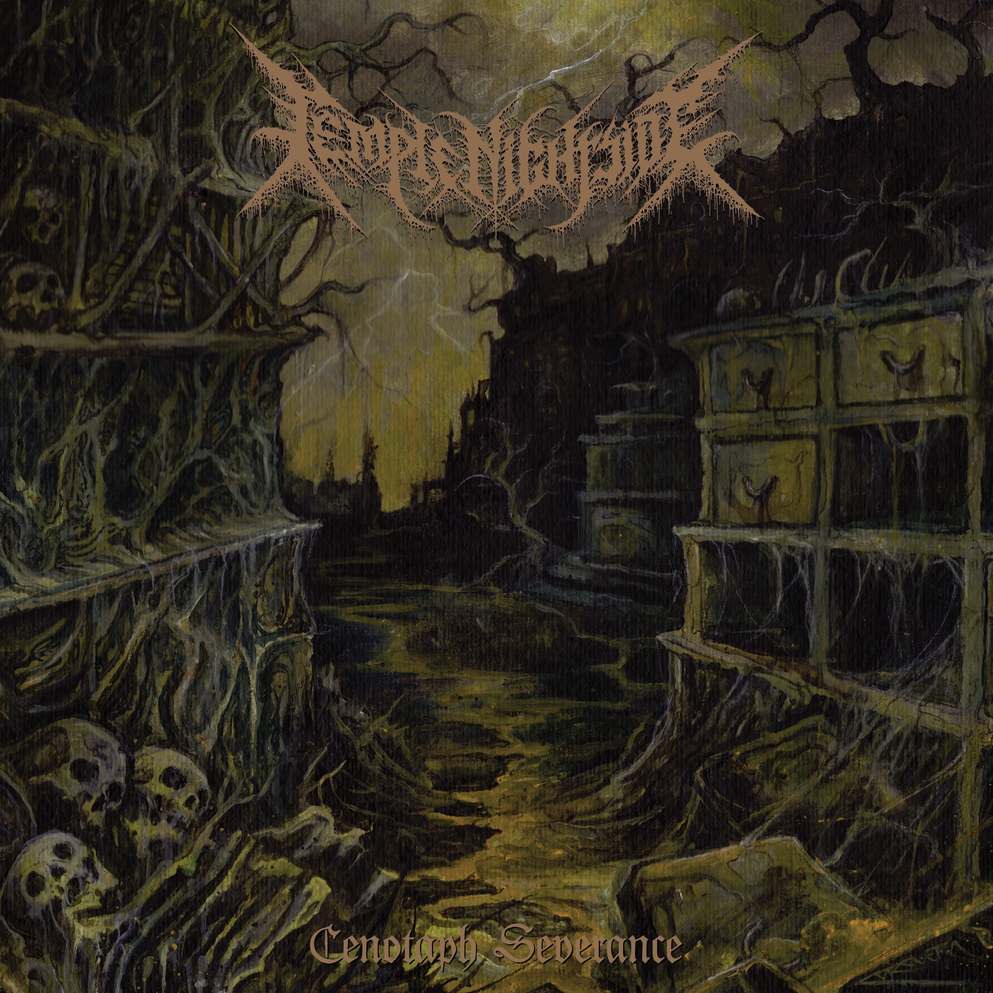 Portada de «Cenotaph Severance», cinquè disc de Temple Nightside, per Iron Bonehead