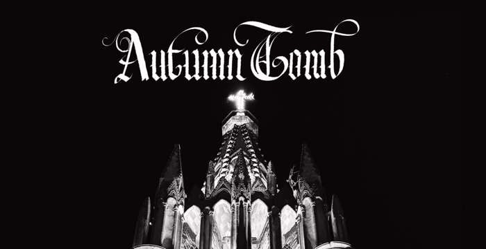 Portada del disc de debut homònim d'Autumn Tomb, amb el logotip sobre una façana gòtica