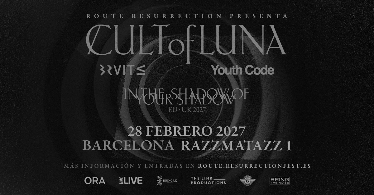 Cartell de Route Resurrection per al concert de Cult of Luna amb Youth Code i BRUIT ≤ al Razzmatazz 1 de Barcelona