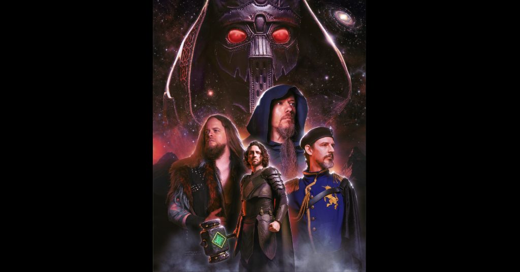 Gloryhammer caracteritzats, en la imatge de promoció de «Space 1993: Wrath Of Kor-Virliath»