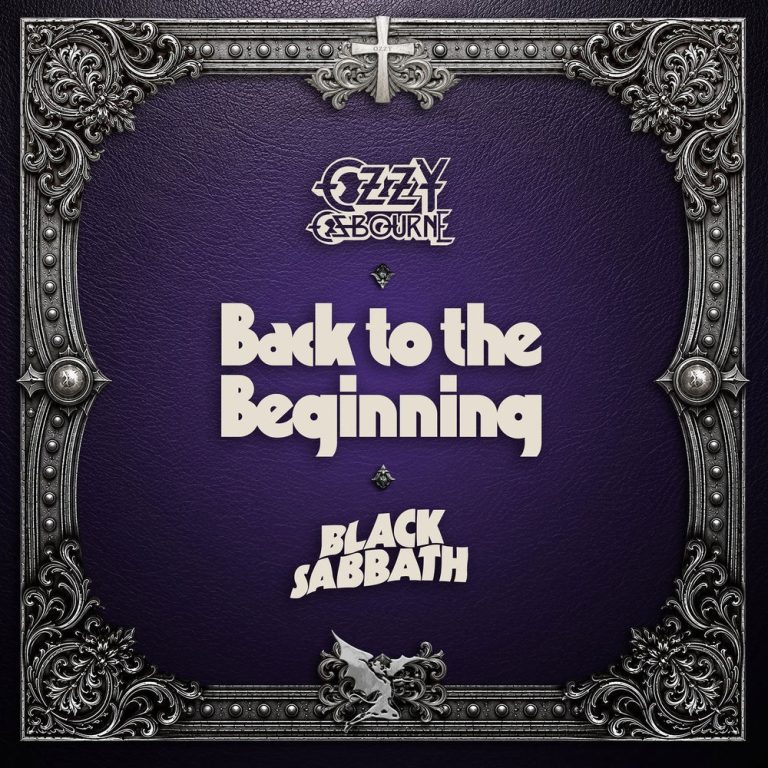 Portada de «Mr. Crowley (Live From Back To The Beginning)», d'Ozzy Osbourne: els logotips d'Osbourne i de Black Sabbath dins d'un marc de plata sobre fons porpra
