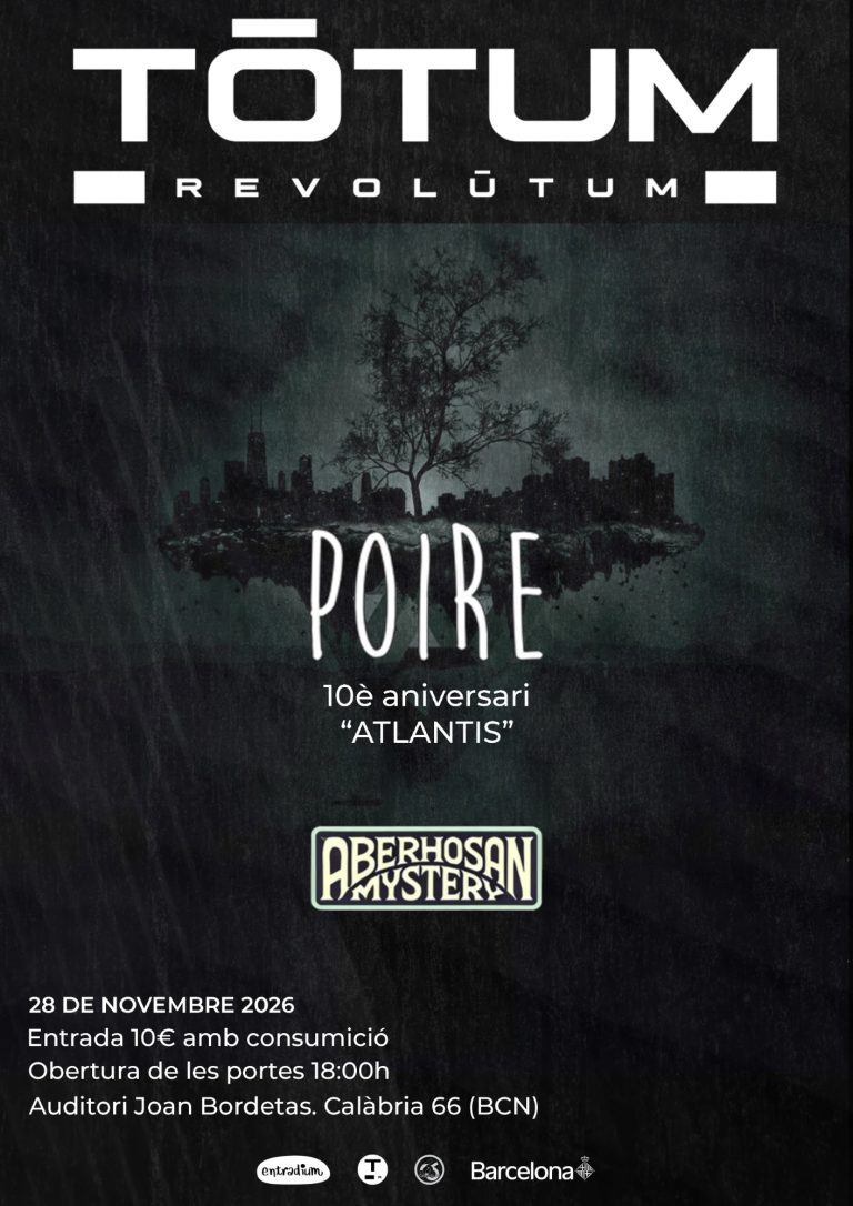Cartell del concert de Poire i Aberhosan Mystery del 28 de novembre del 2026 a l'Auditori Joan Bordetas, amb el 10è aniversari d'«Atlantis»