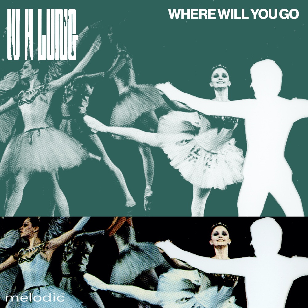 Portada de «Where Will You Go?», de W. H. Lung: ballarines de dansa clàssica en blanc i negre virat a verd, amb una silueta blanca retallada a la dreta
