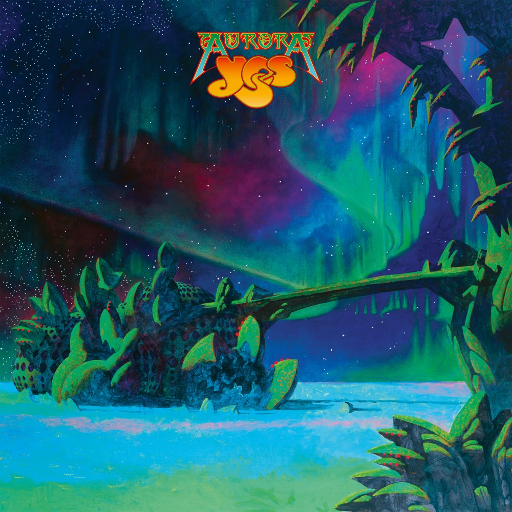 Portada d'«Aurora», el vint-i-quatrè disc d'estudi de Yes, amb il·lustració de Roger i Freyja Dean